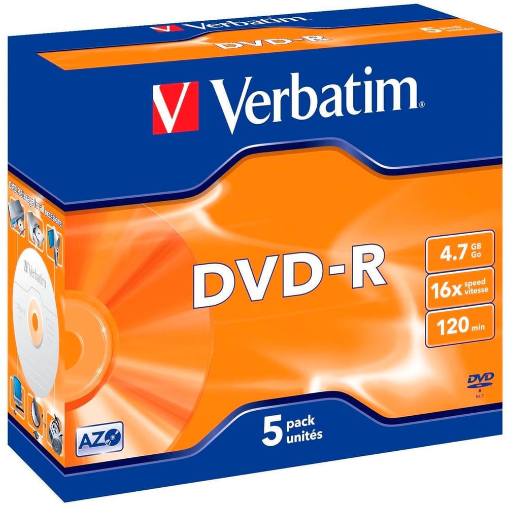 DVD-R 4.7 GB, Jewelcase (5 Stück) DVD Rohlinge Verbatim 785302436004 Bild Nr. 1