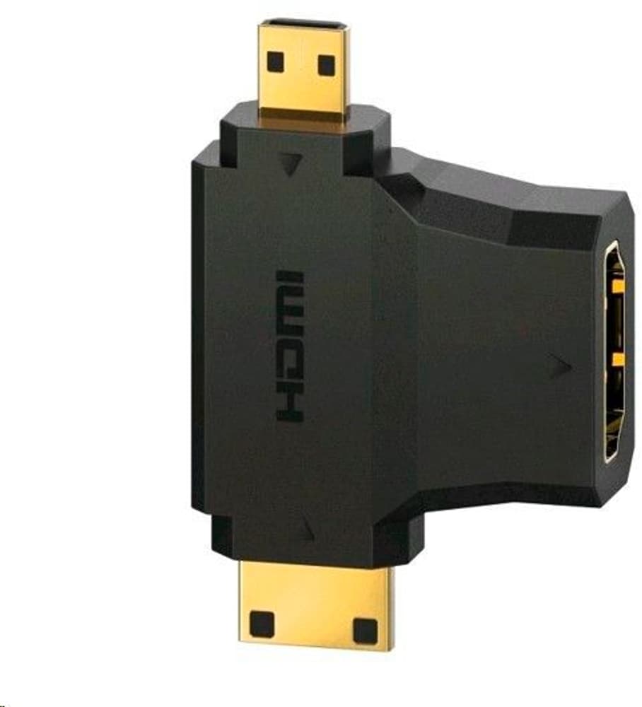 Adaptateur HDMI, prise femelle de type A - prise mâle de type C (mini)-/D (micro), plaqué or Adaptateur Hama 785300181371 Photo no. 1