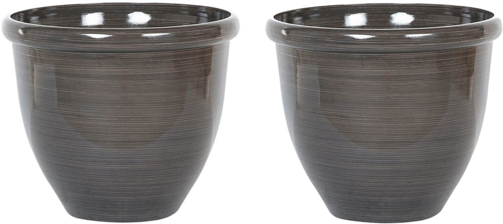Set di 2 vasi in pietra marrone scuro  40 cm TESALIA Vaso per fiori Beliani 674737600000 N. figura 1