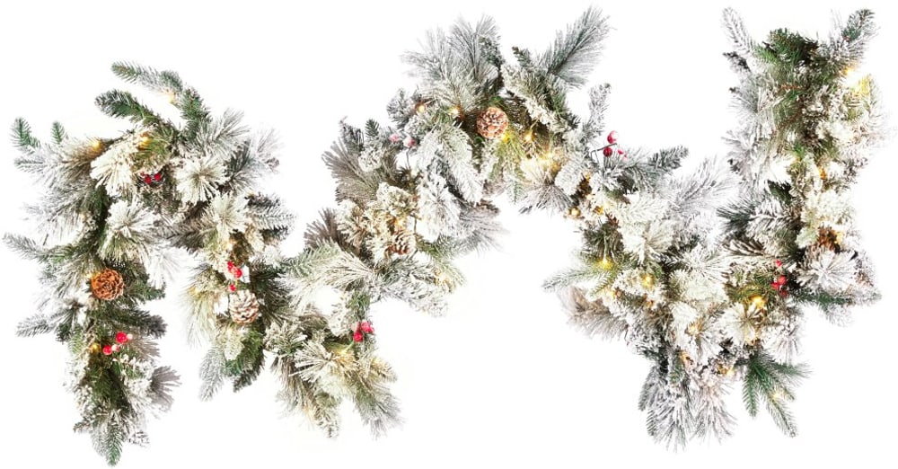 Weihnachtsgirlande weiss mit LED-Beleuchtung Schnee bedeckt 270 cm WHITEHORN Girlande Beliani 659199100000 Bild Nr. 1