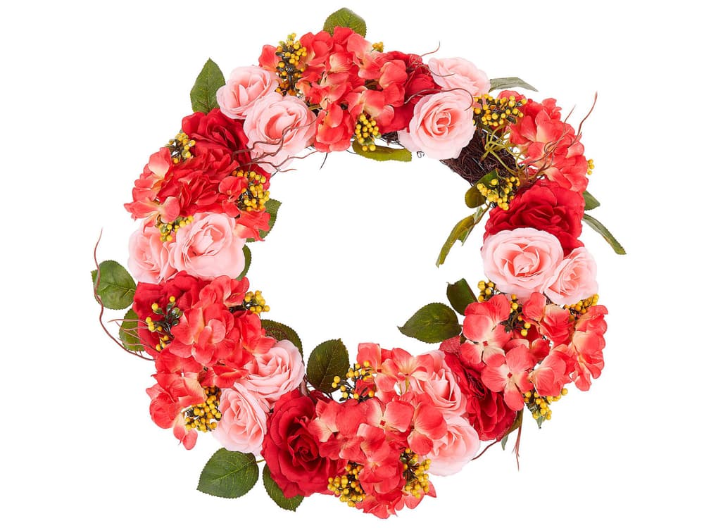 Couronne décorative ø 50 cm rouge et rose AGULO Couronne décorative Beliani 669700119192 Photo no. 1