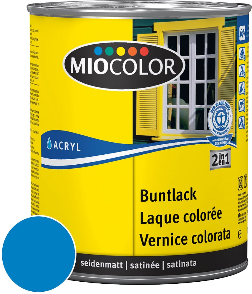 Acryl Buntlack seidenmatt Himmelblau 375 ml Acryl Buntlack Miocolor 660552700000 Farbe Himmelblau Inhalt 375.0 ml Bild Nr. 1