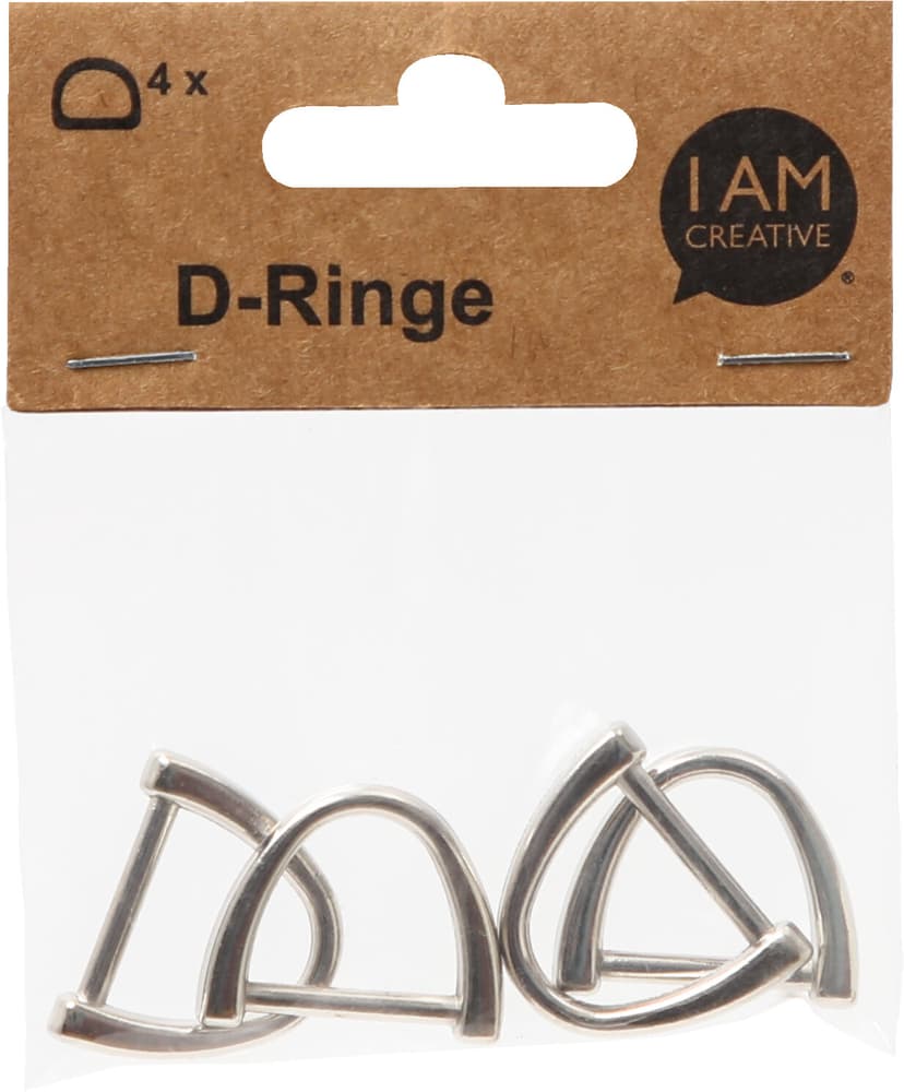 D Ring, demi-anneaux fermés en métal pour créer des décorations, des porte-clés, des sangles &amp; sacs à dos, argent, 28 x 25 mm, 4 pces. Porte-Clés 668359800000 Photo no. 1