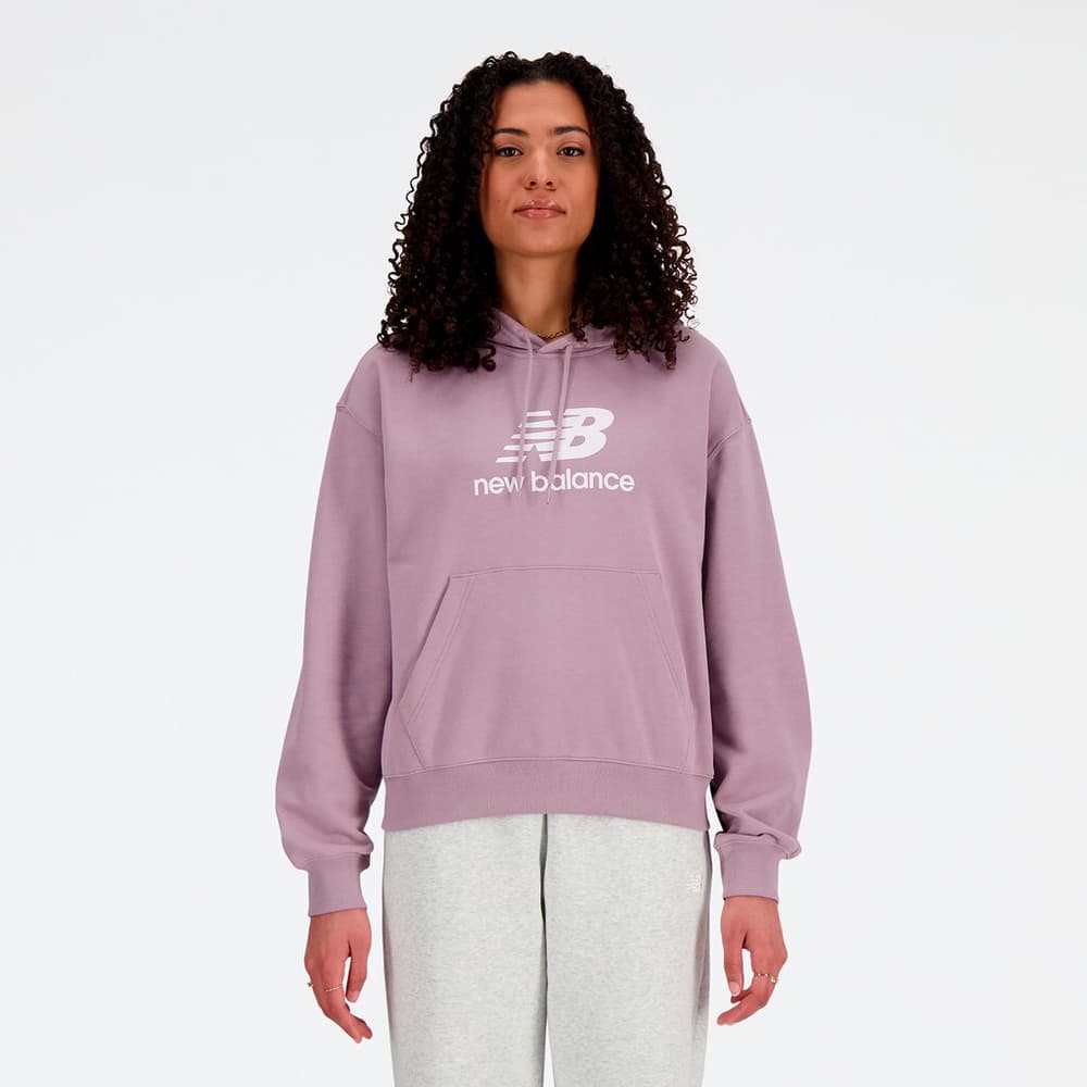 W Sport Essentials French Terry Stacked Logo Hoodie Felpa New Balance 474189200337 Taglie S Colore fucsia N. figura 1