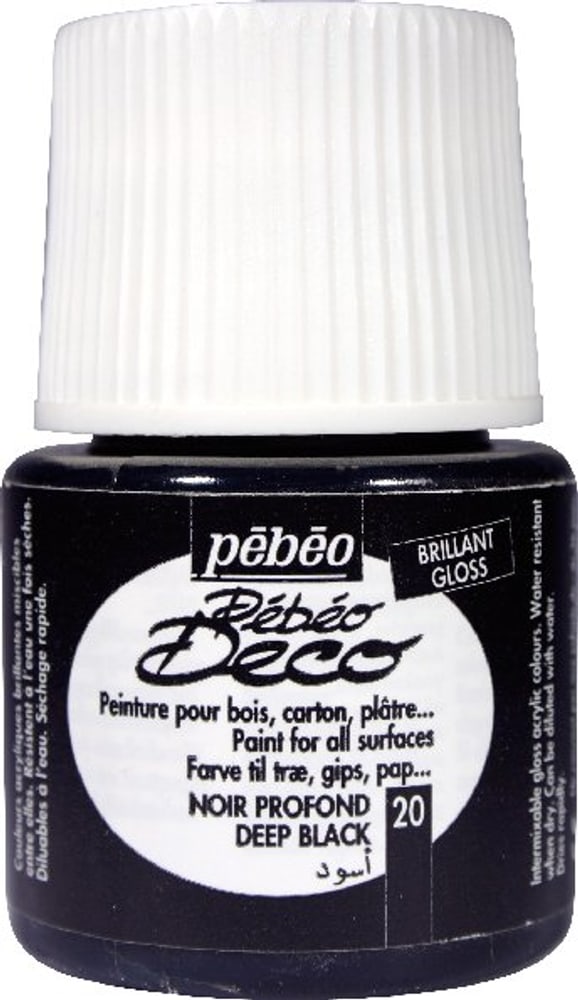 Pébéo Deco nero profondo brillante Colori acrilici Pebeo 663513002000 Colore tiefschwarz glanz N. figura 1