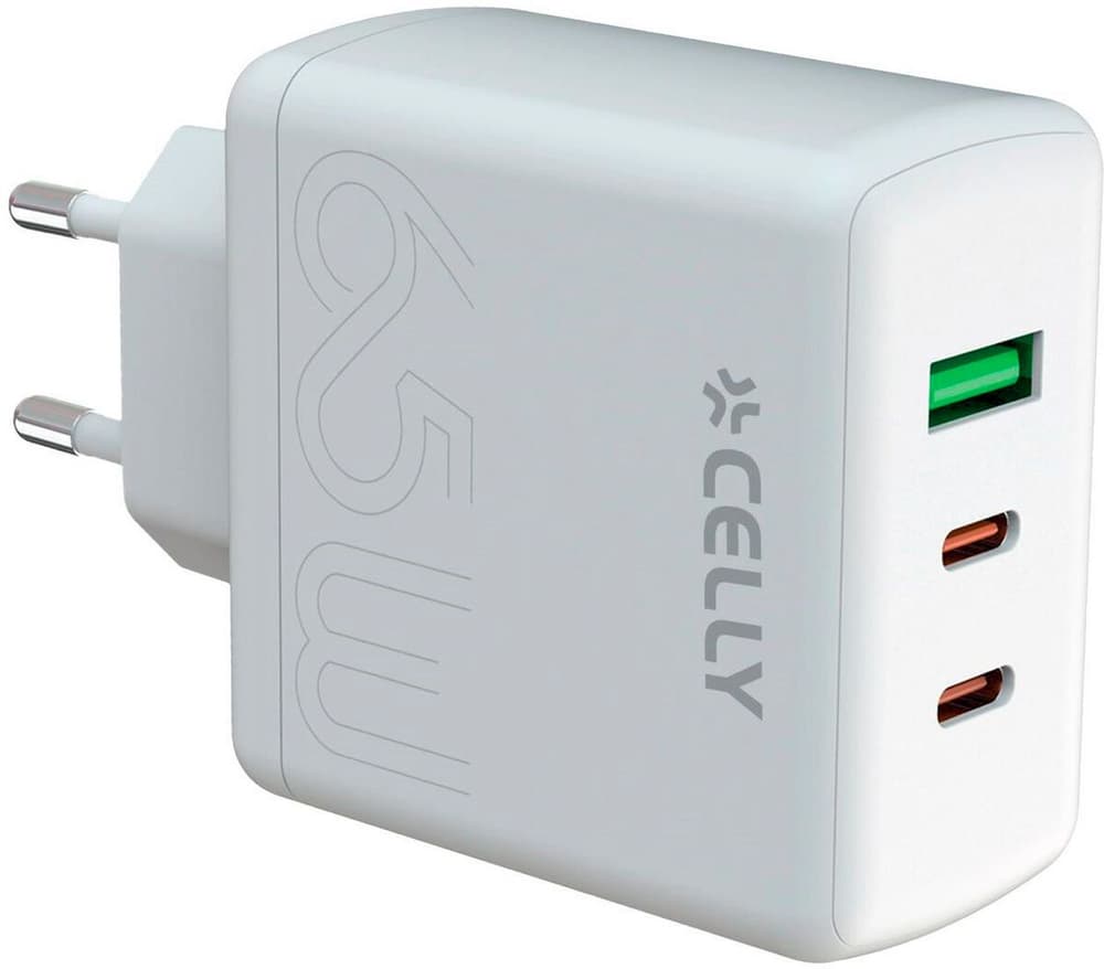 Charge Wall Charger 2x USB-C and 1x USB-A Caricabatteria universale Celly 798800101985 N. figura 1