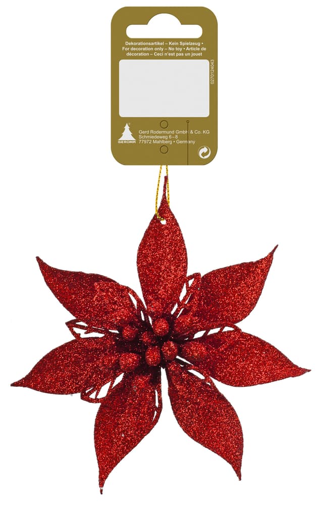 Fleur de poinsettia Décorations de sapin Geroma 657925700000 Couleur Rouge Dimensions L: 12.0 cm Photo no. 1