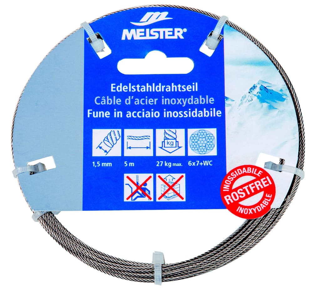 Câble d'acier inoxydable Câble d'acier Meister 604727100000 Taille 2.5 mm x 5 m Photo no. 1
