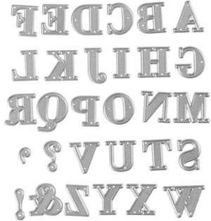 Stanzschablone 2 x 1.5 - 2.5 cm, Alphabet