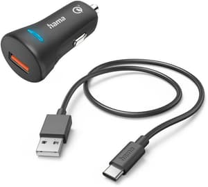 Kit charge allume cigare USB Type-C QC 19,5W 1,5m noir