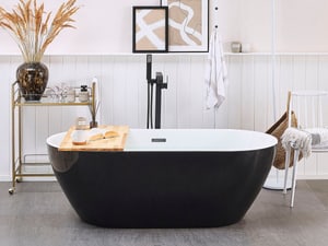 Badewanne freistehend schwarz oval 170 x 80 cm NEVIS