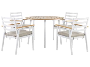 Esnsemble de jardin 4 places en aluminium avec coussins beige et blanc CAVOLI