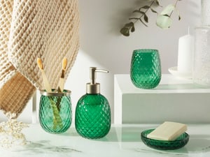 4 accessoires de salle de bains en céramique verte CANOA