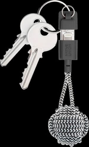 Modischer Schlüsselanhänger mit integriertem USB-A zu Lightning-Kabel - Zebra