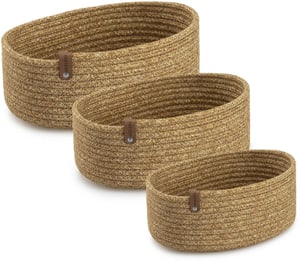 Lot de 3 paniers ovales en coton