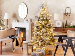 Künstlicher Weihnachtsbaum mit LED Beleuchtung schneebedeckt 180 cm weiss MIETTE