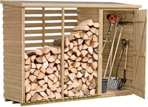 Armoire à outils avec étagère à bois de cheminée