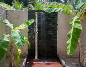 Gartendusche Edelstahl silber freistehend OLZAI