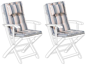 Lot de 2 coussins en tissu bleu et beige pour chaises de jardin MAUI