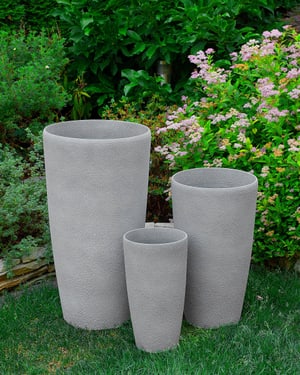 Lot de 2 pots de fleurs en pierre grise 31 x 31 x 58 cm ABDERA