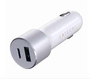 USB Dual Car Charger V2 72W - Silver/White
