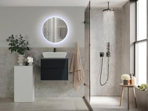 Mobile bagno grigio con lavabo e specchio MANZON