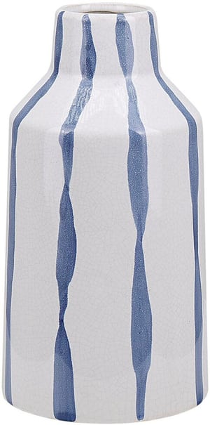 Blumenvase Keramik weiss / blau 22 cm Alterungseffekt ASSUS