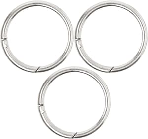 Portachiavi, anelli apribili in metallo per vari usi, color argento, ø 36 x 4 mm, 3 pz.