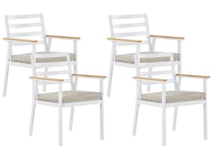 Lot de 4 chaises de jardin blanches avec coussins beige CAVOLI