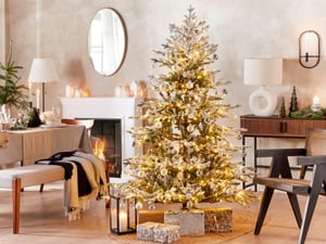 Künstlicher Weihnachtsbaum mit LED Beleuchtung schneebedeckt 180 cm weiss BRISCO