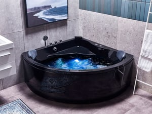 Vasca da bagno idromassaggio nera con LED 140 cm BARACOA