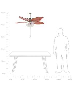 Deckenventilator mit Licht heller Holzfarbton / silber GILA