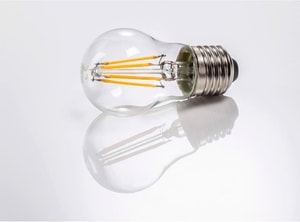 Filamento LED, E27, 470lm sostituisce 40W, lampada a goccia, bianco caldo, chiaro