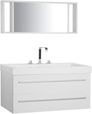 Mobile lavabo con specchio e 2 cassetti bianco e argento ALMERIA