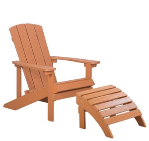 Chaise de jardin bois clair avec repose-pieds ADIRONDACK
