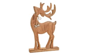 Figurine de Noël Cerf avec pendentif en bois de manguier