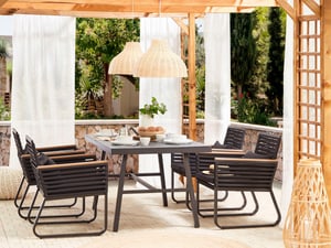 Ensemble de jardin 4 places en aluminium noir CANETTO