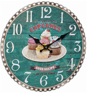Horloge murale cupcakes vintage Ø 33,7 cm, multicolore