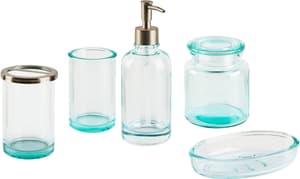Set di 5 accessori bagno vetro menta e argento AMARGA