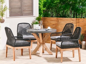 Gartenmöbel Set Faserzement grau  90 cm 4-Sitzer Stühle schwarz / grau OLBIA