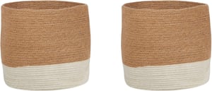 Textilkorb Jute beige / weiss 2er Set BULANIK