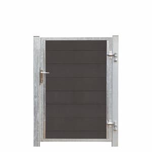 Porte Futura WPC droite 99x145cm+16cm poteaux gris ardoise / galvanisé à chaud