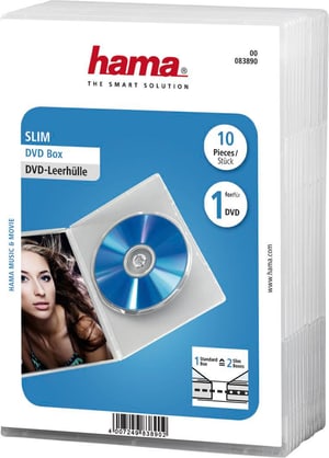 Boîtier "Slim" pour DVD, lot de 10, Transparent