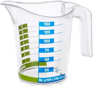 DOMINO Kleiner Messbecher 0.15l mit Skala, Kunststoff (PP) BPA-frei, transparent