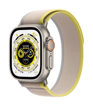 Watch Ultra GPS + Cellular, 49mm Titanium Case with Yellow/Beige Trail Loop - S/M