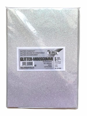 Moosgummi-Set Glitter 5 Stück, Silber