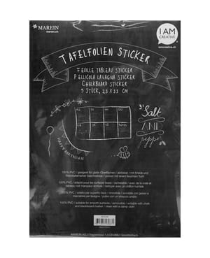 Tafelfolie A4 selbstklebend, Folie zum Beschriften mit Kreidemarkern für mini Wandtafel, Einmachgläser und Familienplaner, Schwarz, 23 x 22 cm, 5 Stück