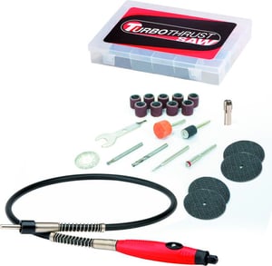 Turbothrust Saw® Rotary Tool and FlexAccesories Kit est un kit d’accessoires del’outil multifonction Turbothrust Saw®