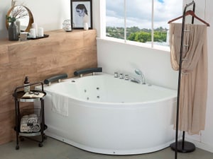 Whirlpool Badewanne weiss Eckmodell mit LED rechts 160 x 113 cm PARADISO