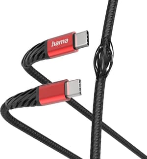 Ladekabel "Extreme", USB-A - Lightning, 1,5 m, Nylon, Schwarz / Rot
